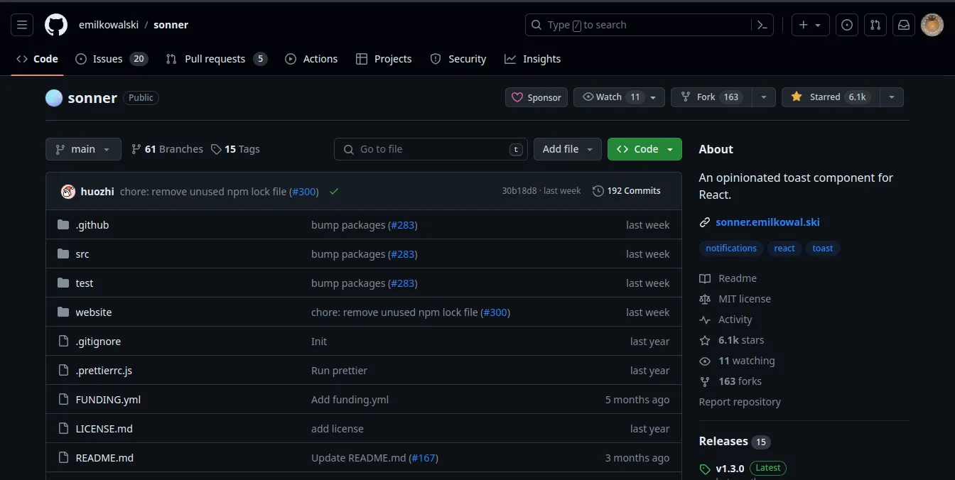 ریپازیتوری sonner در گیت‌هاب